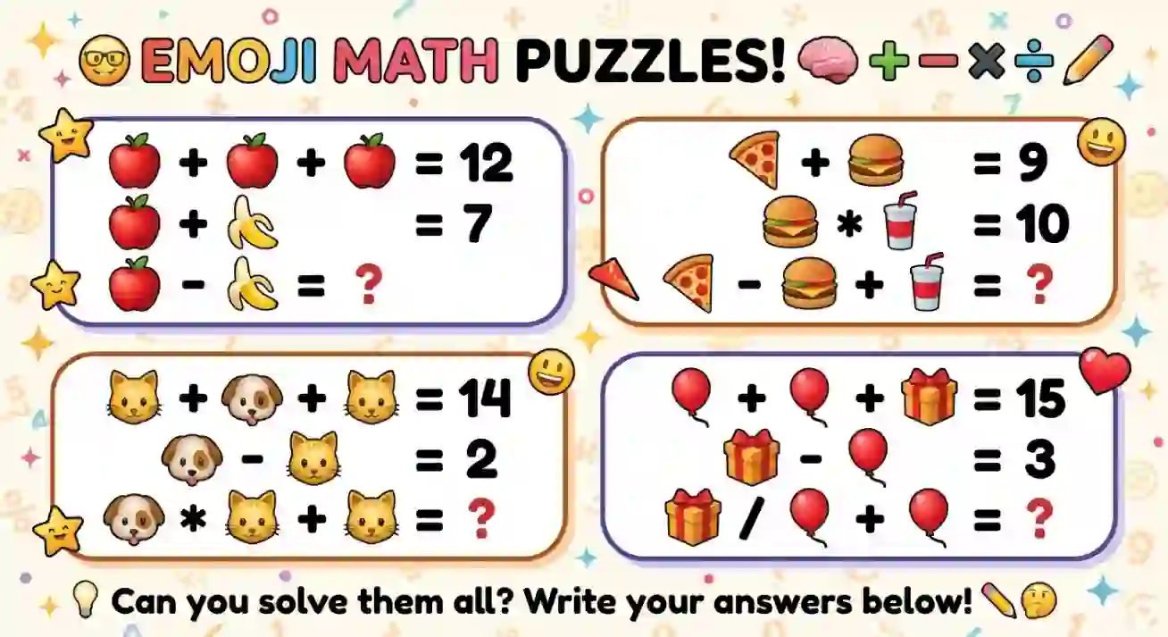emoji math puzzles